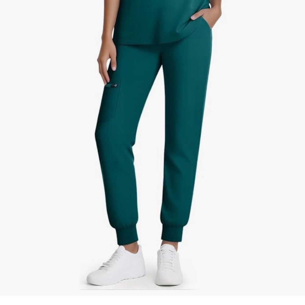 Women's Forest Green Jogger Scrub Pants with Utility Pocket